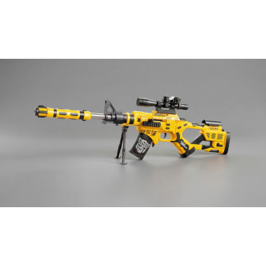 Детский пневматический автомат, с лазерным прицелом, с подставкой желтый камуфляж 70см