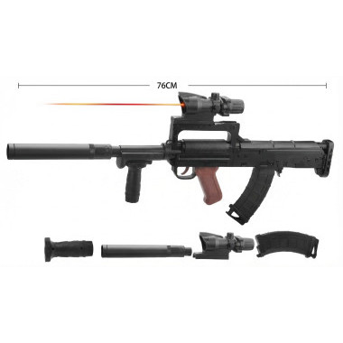 Детский пневматический автомат с глушителем и лазерным прицелом в пакете  76см