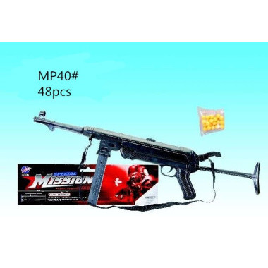 Автомат MP40 "Шмайсер"  пневматический с пульками в пакте с раскладным прикладом 82см.