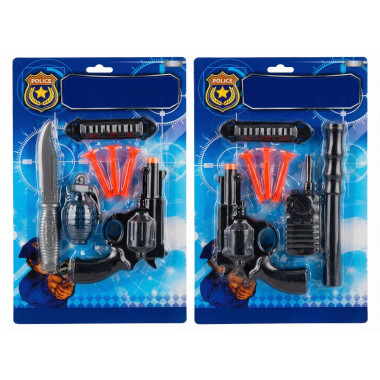 Набор Полиция с пистолетом, ножом и гранатой/рацией на картоне