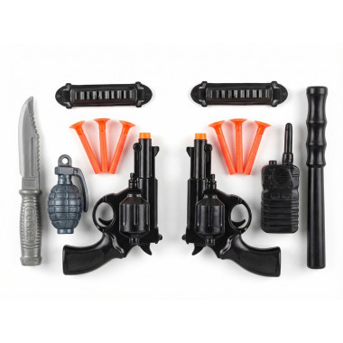 Набор Полиция с пистолетом, ножом и гранатой/рацией на картоне