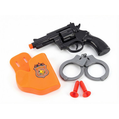 Набор полицейского с пистолетом, пулями на присосках, наручниками на картоне
