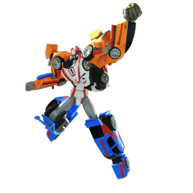 Робот-трансформер 2в1 (из 3 машинок) и бластер с мягкими пулями, в коробке 40х8х35 см