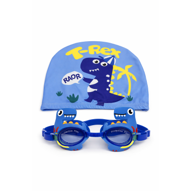 Шапочка для бассейна и очки для плавания "Динозаврик"