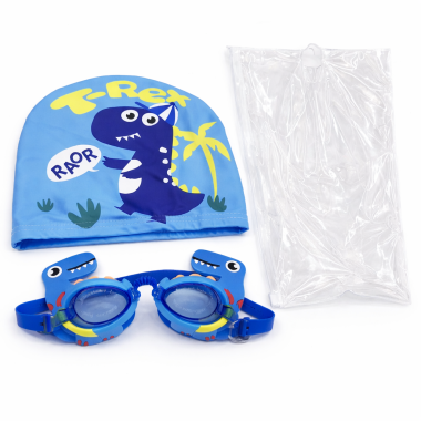 Шапочка для бассейна и очки для плавания "Динозаврик"