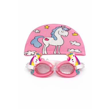 Шапочка для бассейна и очки для плавания "Пони"