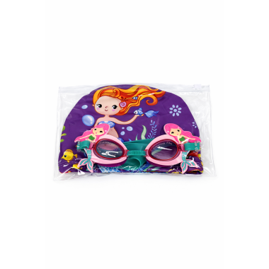 Шапочка для бассейна и очки для плавания "Русалочка"