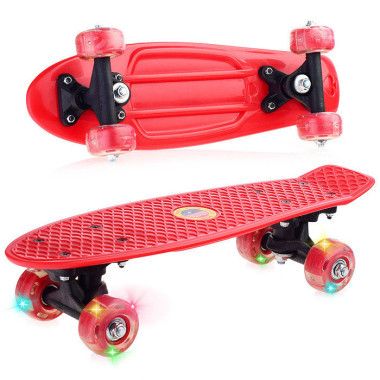 Пенни борд детский, дека 56х14см пластик, Светящиеся колеса полиуретан,  нагрузка до 70кг (разные цвета)