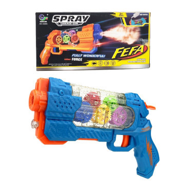 Пистолет музыкальный с шестяренками, с дымом 15х5х27