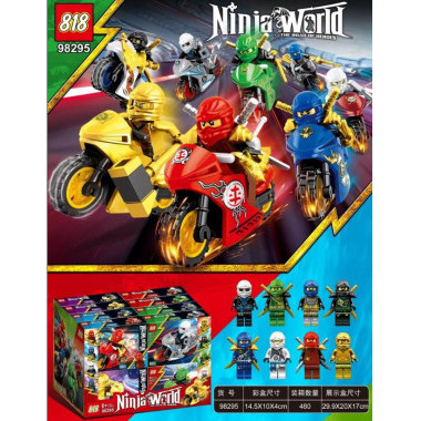 Конструктор 98295 Ninjago "Герои на мото" 8 видов, 16 шт в упаковке