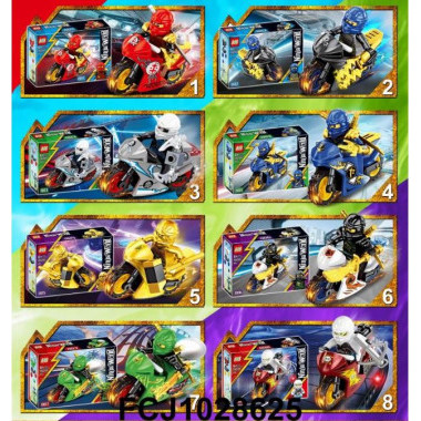 Конструктор 98295 Ninjago "Герои на мото" 8 видов, 16 шт в упаковке