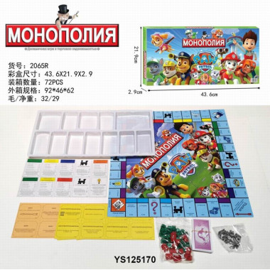 Настольная игра Монополия Щенячий патруль 44х22х3 см