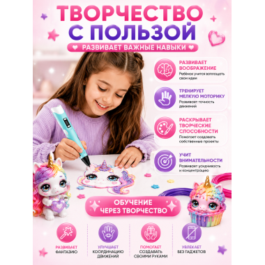 3D Ручка Poopsie с трафаретами для создания объёмных фигурок, 6+  21х6х16.4см