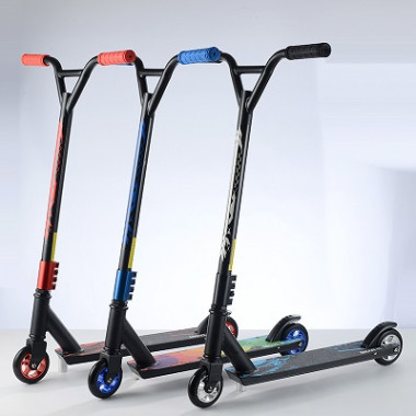 Самокат BMX трюковой  2-х колесный (не складной), 4 цвета, стальная рама, колеса полиуретан 100 мм, тройной хомут, нагрузка до 100 кг (6шт)