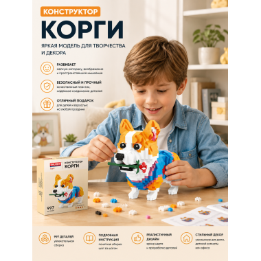 Конструктор Balody 18396 Питомцы "Корги" 997 дет. 13.5x15x8 см