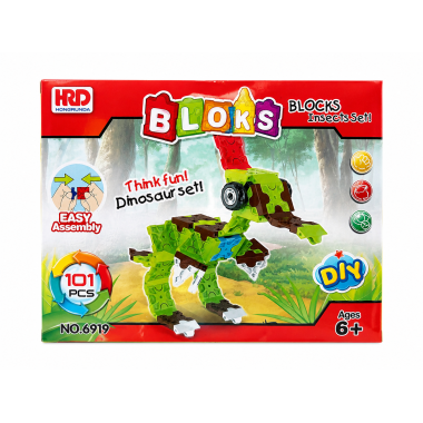 Конструктор 3D Blocks 6916-19  «Динозавры»  4 вида 8 шт в д/б 38х20х20 см