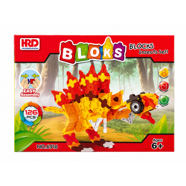 Конструктор 3D Blocks 6916-19  «Динозавры»  4 вида 8 шт в д/б 38х20х20 см