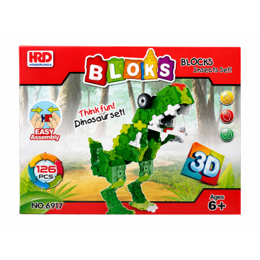 Конструктор 3D Blocks 6916-19  «Динозавры»  4 вида 8 шт в д/б 38х20х20 см
