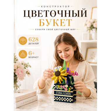 Конструктор P1074 Цветочный букет, 628 деталей, 15.2х9х8