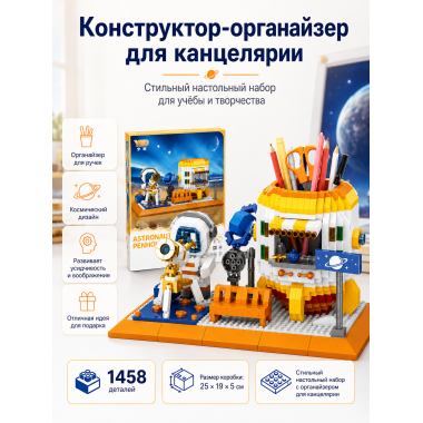 Конструктор P1158 Органайзер для канцелярии Космос — 1458 деталей, 14+ 25х19х5