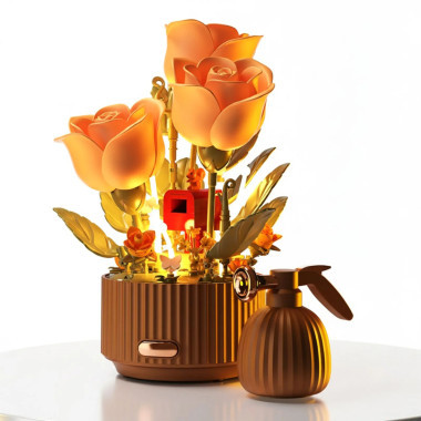 (КИЗ) Конструктор Цветок Bloom Garden с подсветкой и имитацией раскрытия бутонов 255 дет. 27x25x8