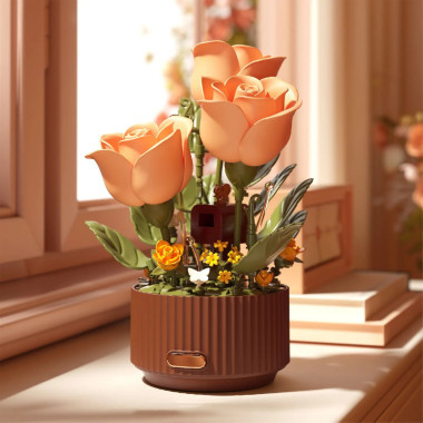 (КИЗ) Конструктор Цветок Bloom Garden с подсветкой и имитацией раскрытия бутонов 255 дет. 27x25x8