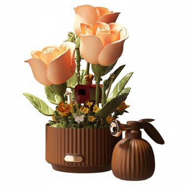 (КИЗ) Конструктор Цветок Bloom Garden с подсветкой и имитацией раскрытия бутонов 255 дет. 27x25x8