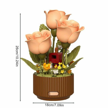 (КИЗ) Конструктор Цветок Bloom Garden с подсветкой и имитацией раскрытия бутонов 255 дет. 27x25x8