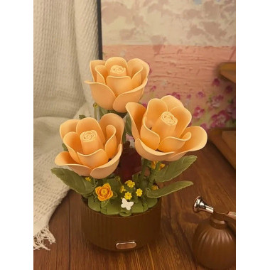 (КИЗ) Конструктор Цветок Bloom Garden с подсветкой и имитацией раскрытия бутонов 255 дет. 27x25x8