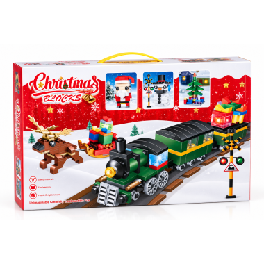 Конструктор Great Frind 123-507 «Новогодний поезд» Christmas Blocks, 490 деталей, свет, 6+  41 × 27,5 × 5 см