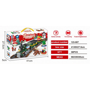 Конструктор Great Frind 123-507 «Новогодний поезд» Christmas Blocks, 490 деталей, свет, 6+  41 × 27,5 × 5 см