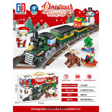 Конструктор Great Frind 123-507 «Новогодний поезд» Christmas Blocks, 490 деталей, свет, 6+  41 × 27,5 × 5 см