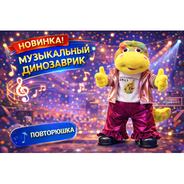 Интерактивная музыкальная игрушка «Танцующий динозаврик в стиле Хип-Хоп» — 3 песни на русском языке, 37 × 15 см