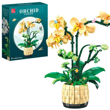 (КИЗ) Конструктор Jie Star JJ9067 Цветок "Орхидея" 971 дет. 30.5х6.5х25