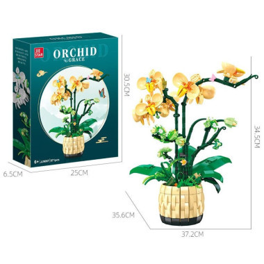 (КИЗ) Конструктор Jie Star JJ9067 Цветок "Орхидея" 971 дет. 30.5х6.5х25