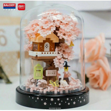 (КИЗ) Конструктор Balody 16525 Домик на дереве с цветущей Сакурой 13X13X16