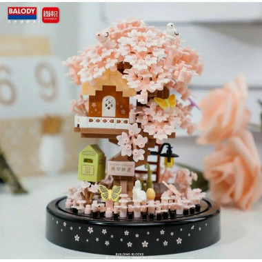 (КИЗ) Конструктор Balody 16525 Домик на дереве с цветущей Сакурой 13X13X16