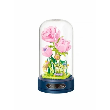 Конструктор Balody 21101 Шкатулка музыкальная Розы в колбе, 335 дет., 13x13x23
