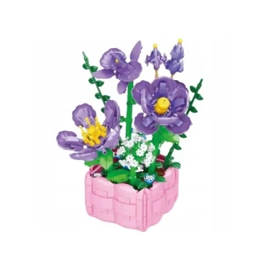 Конструктор S056 Фиалки в вазе 583 дет. 26X7X37