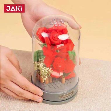 (КИЗ) Конструктор JAKI JK2675 Музыкальная шкатулка Цветы в колбе Навсегда любовь, 159 дет.