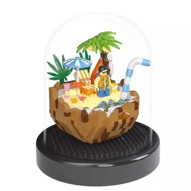(КИЗ) Конструктор Balody Cool Summer 16341 Кокосовый пляж в колбе 3D, 616 дет. 13x13x16.3