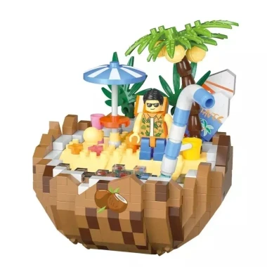 (КИЗ) Конструктор Balody Cool Summer 16341 Кокосовый пляж в колбе 3D, 616 дет. 13x13x16.3
