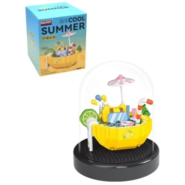 (КИЗ) Конструктор Balody Cool Summer 16342 Лимонный бассейн в колбе 3D, 550дет. 13x13x16.3