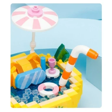 (КИЗ) Конструктор Balody Cool Summer 16342 Лимонный бассейн в колбе 3D, 550дет. 13x13x16.3