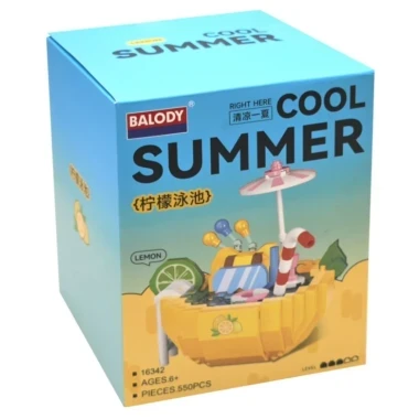 (КИЗ) Конструктор Balody Cool Summer 16342 Лимонный бассейн в колбе 3D, 550дет. 13x13x16.3