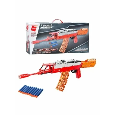 (КИЗ) Конструктор Qman 52007 Автомат АК-47 с мягкими пулями (стреляет), 587 дет., 61х30х8 см