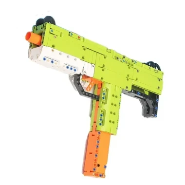 (КИЗ) Конструктор Qman 52003 Пистолет Uzi SMG с пневмомеханизмом (стреляет мягкими пулями), 398 дет., 43х32х7 см
