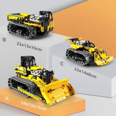 (КИЗ) Конструктор iM.Master STEM 8038 Трансформер 3в1 на радиоуправлении (вездеход, 2 версии гусеничных бульдозеров), 452 дет.