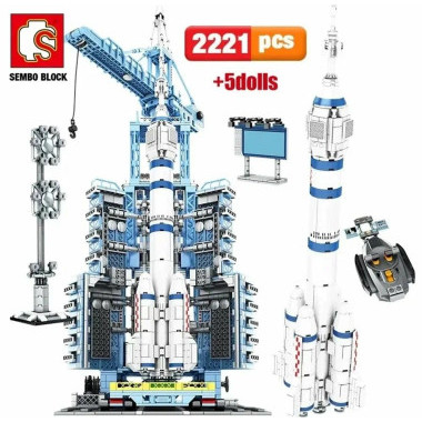 Конструктор Sembo 203308 Космический стартовый комплекс с кораблем Чанчжэн-2F, 2221 дет., в коробке 67х48х13 см