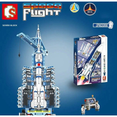 Конструктор Sembo 203308 Космический стартовый комплекс с кораблем Чанчжэн-2F, 2221 дет., в коробке 67х48х13 см